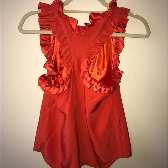 Britt Ryan Orange Ruffle Razorback Tank Top - Picture 2 of 4